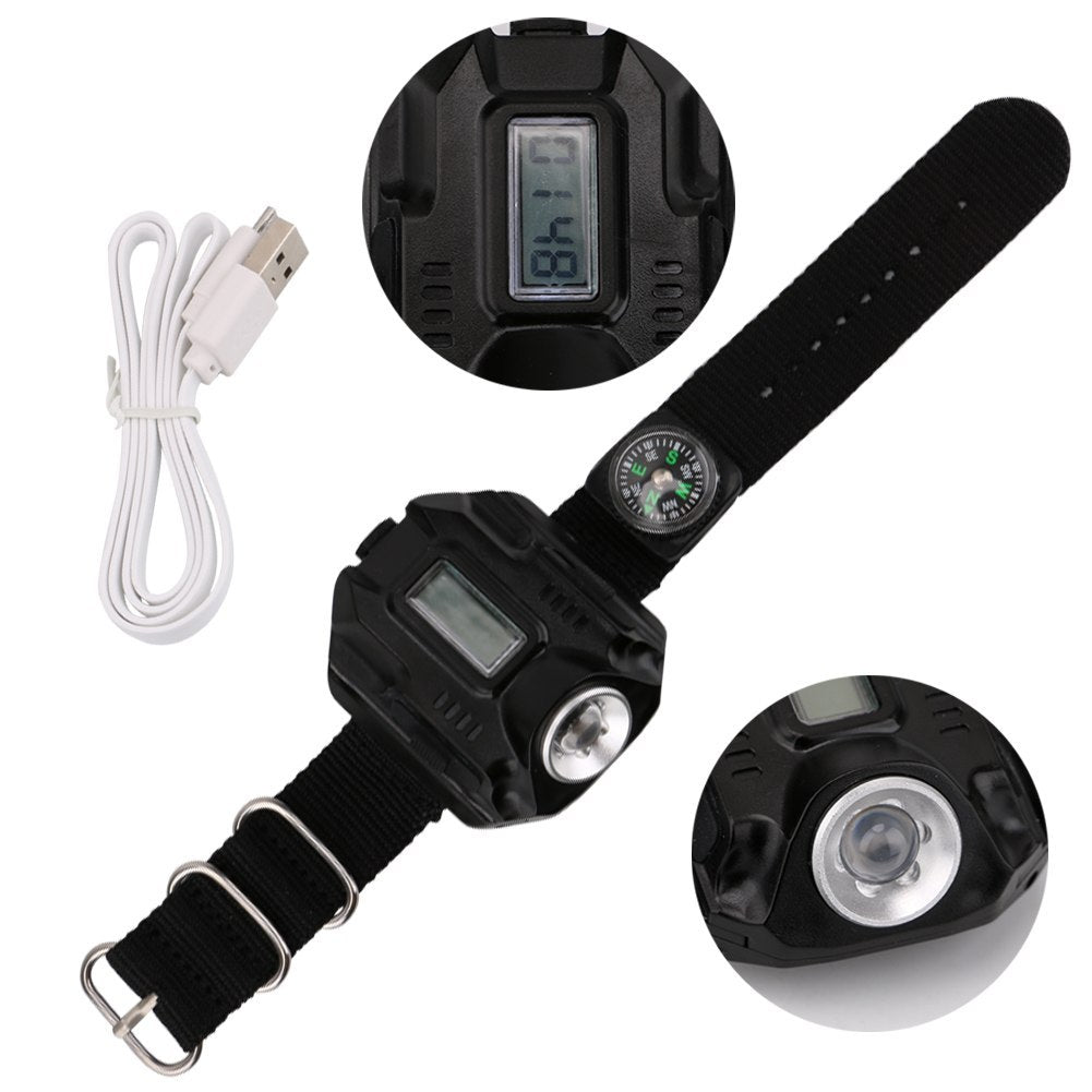 LumiGear Tactical Watchlight – 4-Mode LED Flashlight with Time Display & Compass